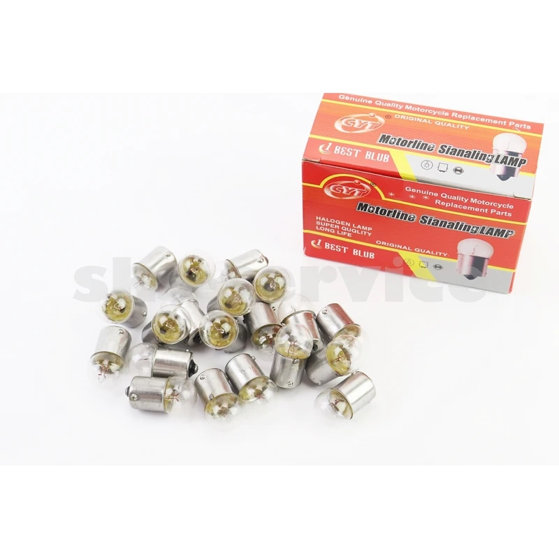 Лампа повороту (біла з цоколем) 12V / 10W G18 BA15S к-кт 20шт