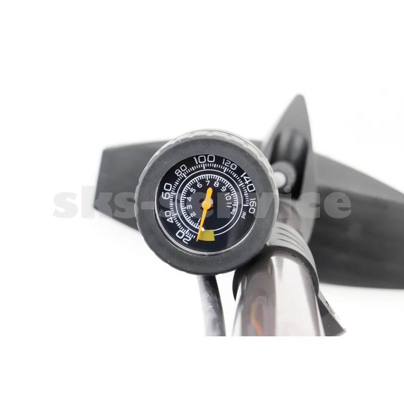 Фото 2 - Насос ручний підлоговий з манометром 160 psi/11 bar, під штуцера Schrader&Presta, сірий LC-3261