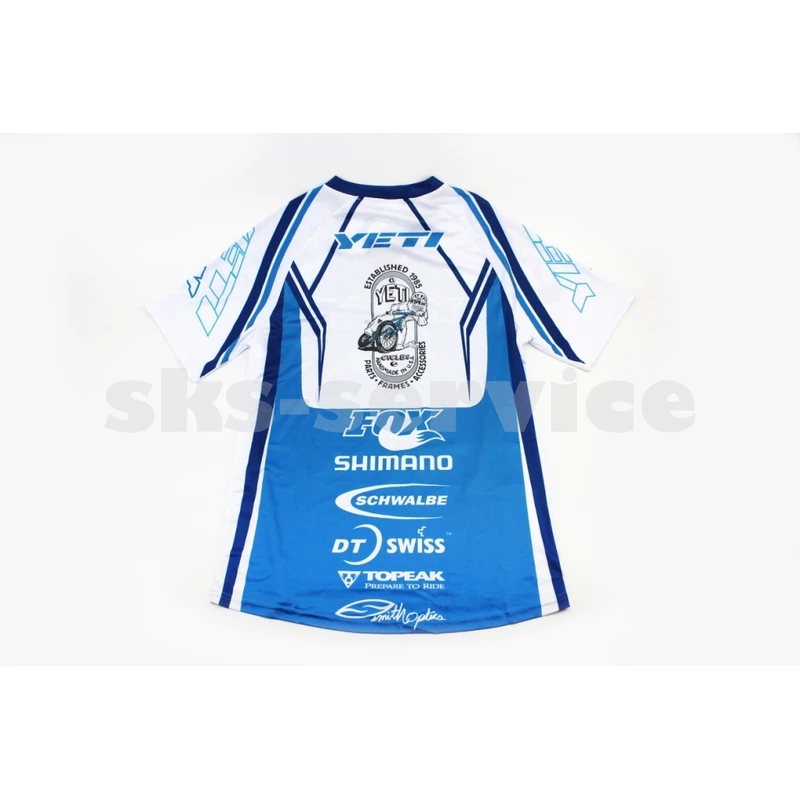 Фото 2 - Футболка (Джерсі) чоловіча L-(Polyester 80% / Spandex 20%), короткі рукави, вільний крій, біло-синя, НЕ оригінал
