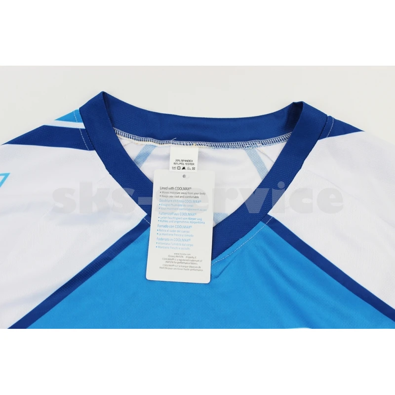 Фото 3 - Футболка (Джерсі) чоловіча L-(Polyester 80% / Spandex 20%), короткі рукави, вільний крій, біло-синя, НЕ оригінал