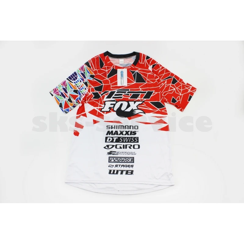 Футболка (Джерсі) чоловіча L-(Polyester 80% / Spandex 20%), короткі рукави, вільний крій, біло-червоно-чорна, НЕ оригінал