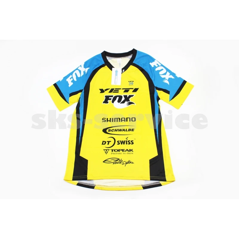 Футболка (Джерсі) чоловіча L-(Polyester 80% / Spandex 20%), короткі рукави, вільний крій, жовто-синьо-чорна, НЕ оригінал