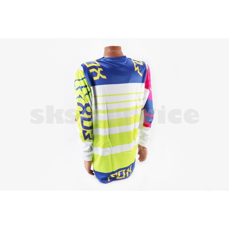 Фото 2 - Футболка (Джерсі) чоловіча L-(Polyester 100%), довгі рукави, вільний крій, біло-синьо-салатова, НЕ оригінал