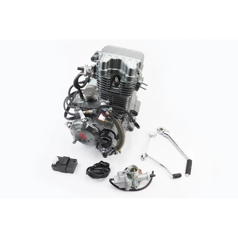 Двигун мотоциклетний в зборі CGT-250cc (водяне охолодження) + карбюратор, комутатор, котушка запалювання, тип 2