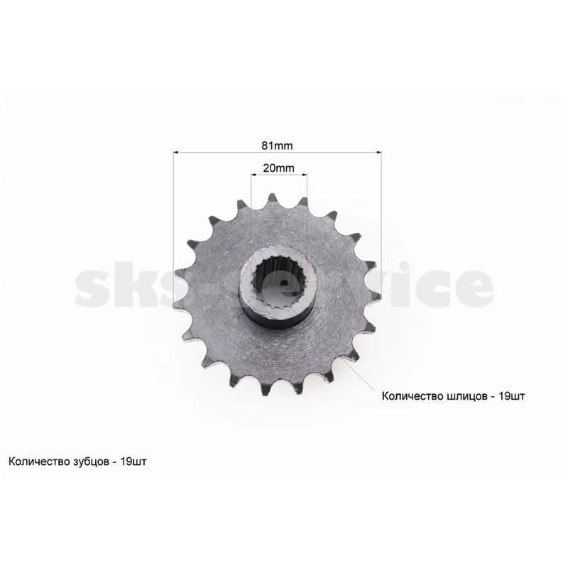 Фото 2 - Зірка приводна задня шліцьова 428-19T (втулка d=20mm, L=48mm)