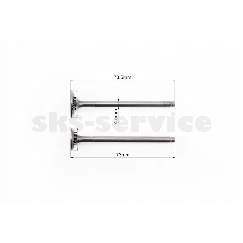 Фото 2 - Клапан впускной, выпускной к-кт Honda AF-56 (d=20/16мм; h=73мм)