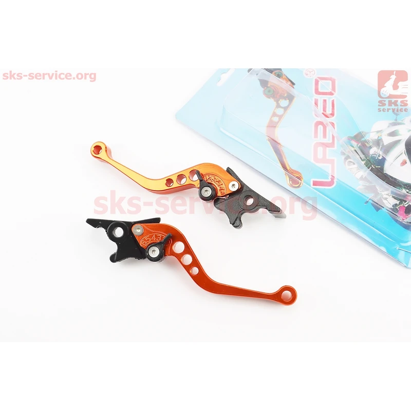 Важелі керма TUNING (з регулюванням натискання) - лівий, правий к-кт 2шт (під диск. / диск. гальмо) ПОМАРАНЧЕВИЙ