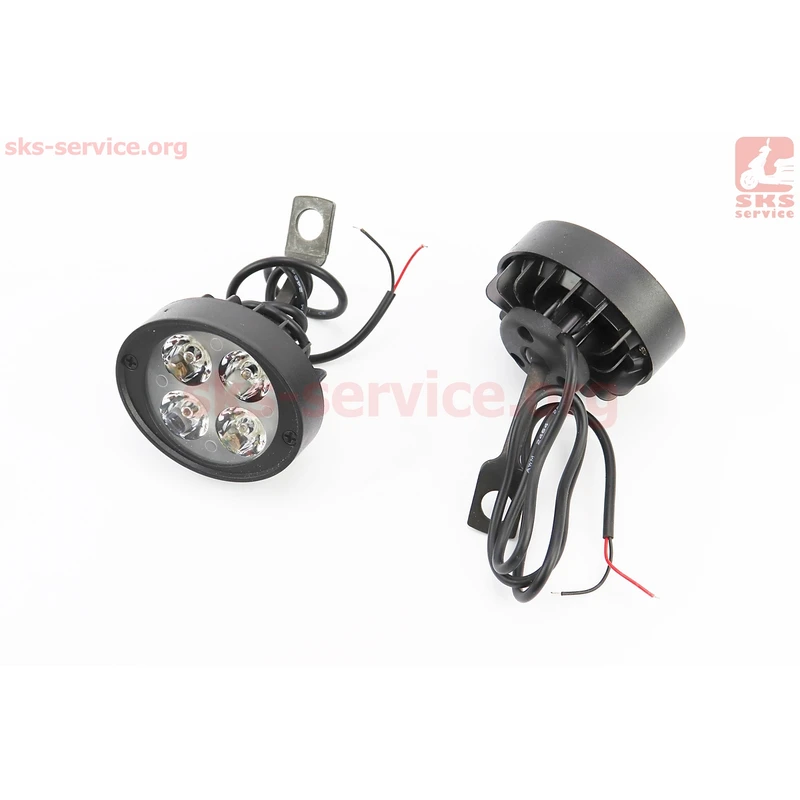 Фара додаткова світлодіодна вологозахисна (65*55mm) - 4 LED з кріпленням під дзеркало, к-кт 2шт