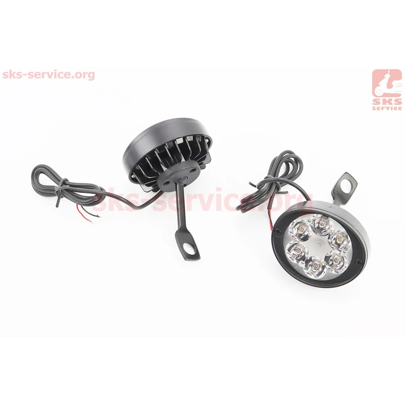 Фара додаткова світлодіодна вологозахисна (65*55mm) - 6 LED з кріпленням під дзеркало, к-кт 2шт, тип 1
