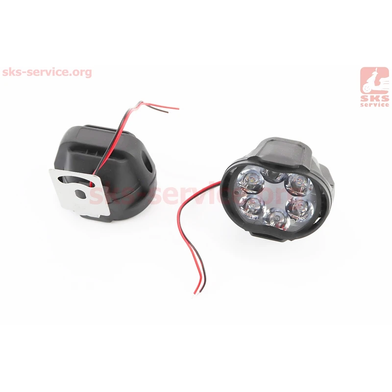 Фара дополнительная светодиодная влагозащитная - 6 LED с креплением, к-кт 2шт 64*52мм, тип 2