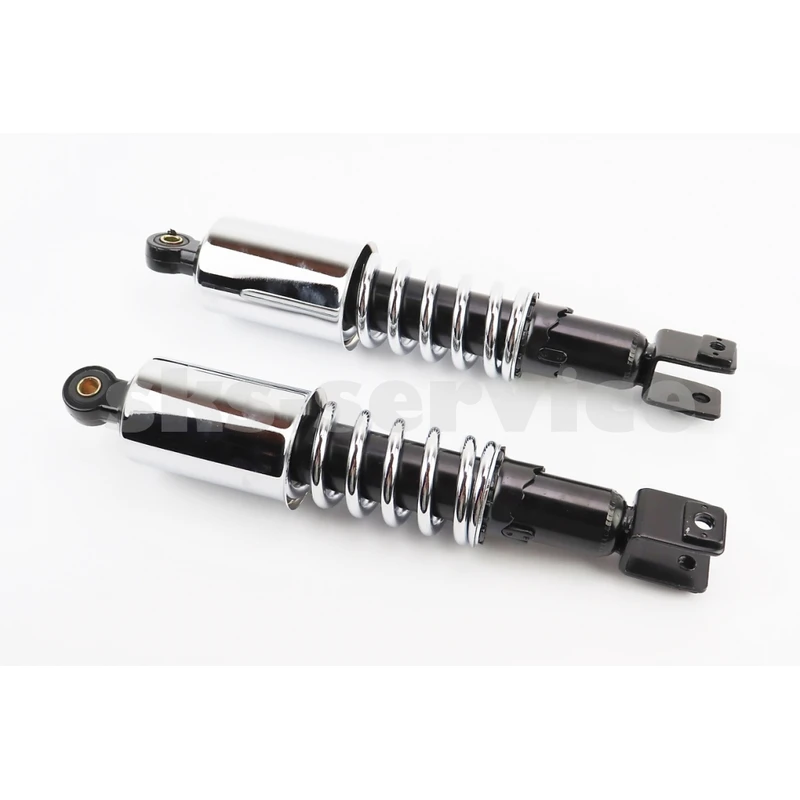 Амортизатор задній 350mm * d60mm (втулка 10mm / вилка 10mm) з стаканом регулир., хром к-кт 2шт