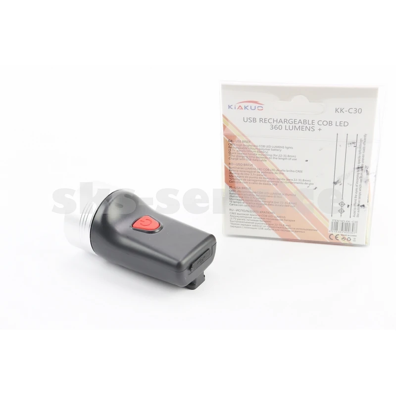 Фото 2 - Ліхтар передній 1+12 діодів 360 lumen, Li-ion 3.7V 500mAh зарядка від USB, вологозахисний, чорно-сірий KK-C30