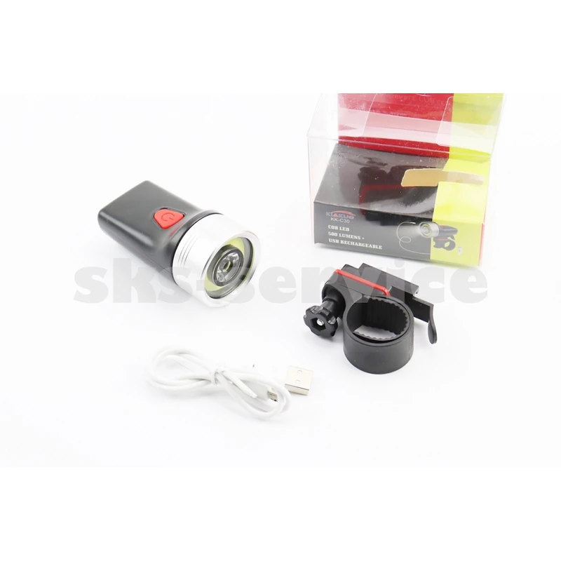 Ліхтар передній 1+12 діодів 360 lumen, Li-ion 3.7V 500mAh зарядка від USB, вологозахисний, чорно-сірий KK-C30