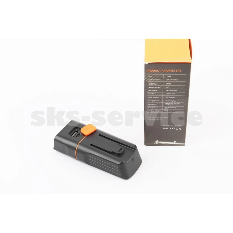 Фото 2 - Ліхтар передній 3 діода 800 lumen+Power Bank, Li-ion 3.7V 2000mAh зарядка від USB, вологозахисний, чорний TK3