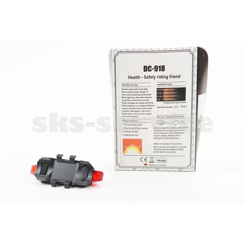 Фото 2 - Ліхтар задній 5 діодів 15 lumen, Li-ion 3.7V 330mAh зарядка від USB, вологозахисний, BS-216/DС-918