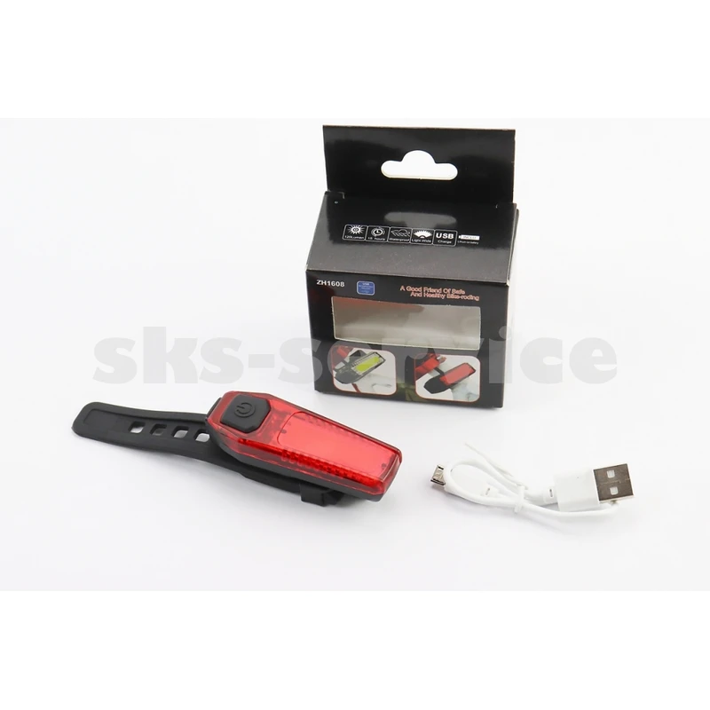 Ліхтар задній 12 діодів 120 lumen, Li-ion 3.7V 300mAh зарядка від USB, вологозахисний, ZH1608