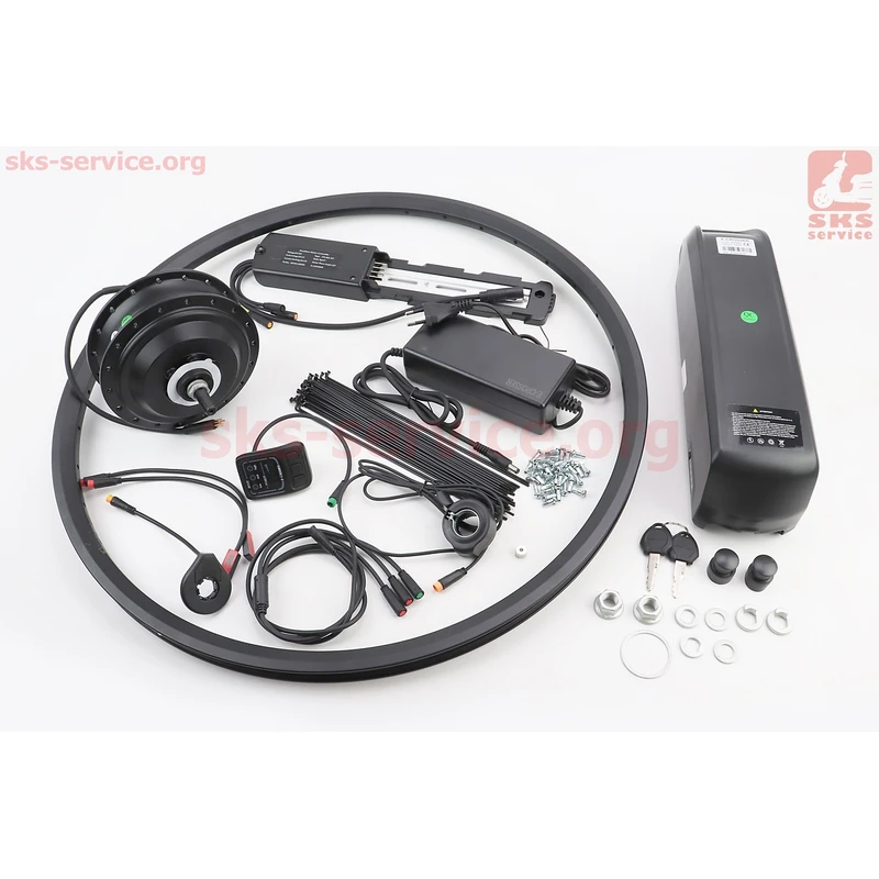 ЕЛЕКТРО-НАБІР заднього колеса 26 36V-500W, під вільнобіг, Disk-brake, крепл. гайка+батарея Li-ion 36V 13Ah, НЕ В ЗБОРІ! (електровелосипед)