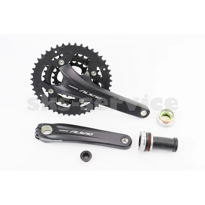 Шатуни Hollowtech II 175мм, 44.32.22T MTB+каретка SM-BB52, інтегрована вісь 24мм, алюмінієві, чорні ALIVIO FC-M4060