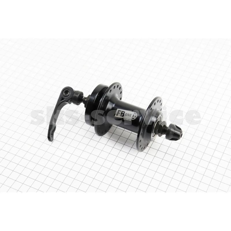 Втулка передня MTB алюмінієва 14Gx36H, Disk-brake, 2 пром-підшипники 6200 2RS, кріпл. ексцентрик, чорна FB-A208