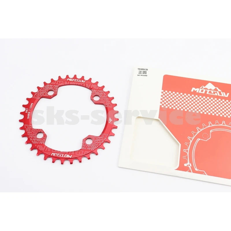 Зірка передня MTB Narrow Wide 36Т (BCD:104мм), алюмінієва, червона