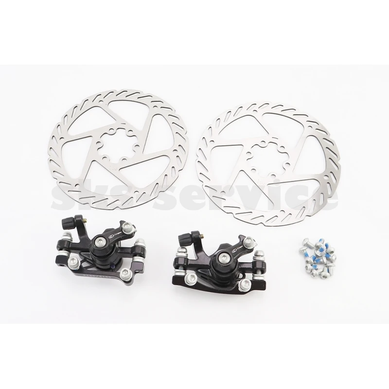 Гальмо Disk-brake переднє (F160/R140мм)+заднє (F180/R160мм), диски 160мм, кріпл. 6 болтів, чорні DX-2018