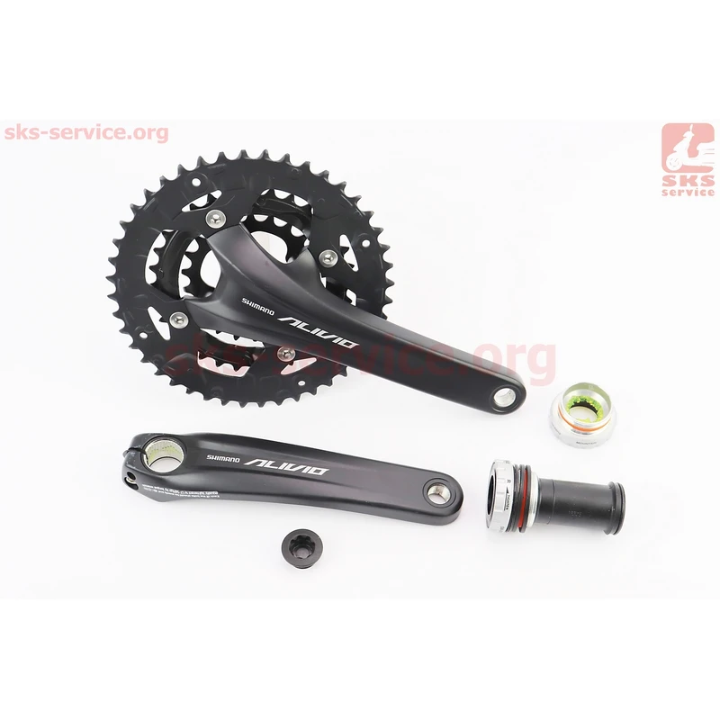 Шатуни Hollowtech II 175мм, 44.32.22T MTB+каретка SM-BB52, інтегрована вісь 24мм, алюмінієві, чорні ALIVIO FC-M4060