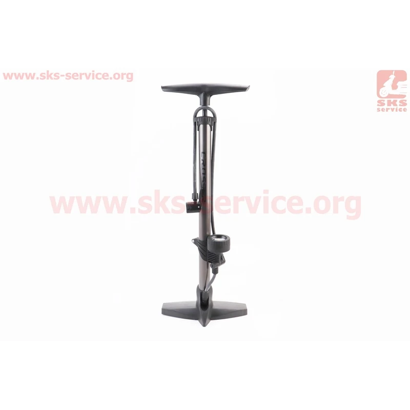 Насос ручний підлоговий з манометром 160 psi/11 bar, під штуцера Schrader&Presta, сірий LC-3261