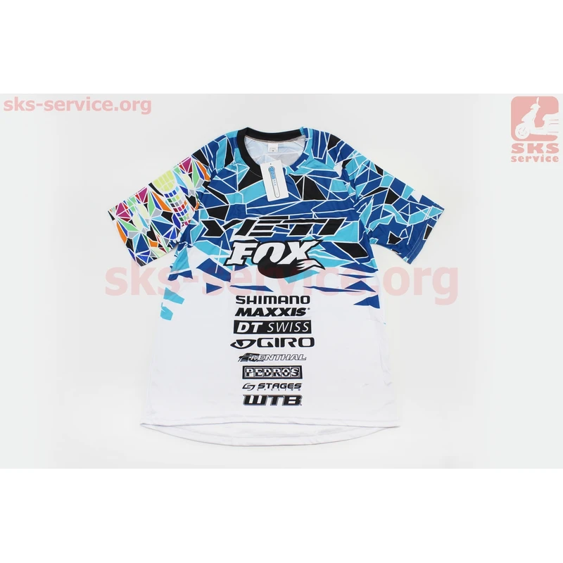 Футболка (Джерсі) чоловіча M-(Polyester 80% / Spandex 20%), короткі рукави, вільний крій, біло-синьо-чорна, НЕ оригінал