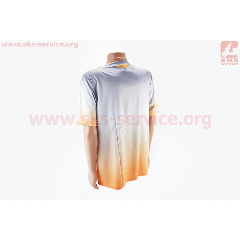 Фото 2 - Футболка (Джерсі) чоловіча M-(Polyester 100%), короткі рукави, вільний крій, оранжево-сіра, НЕ оригінал