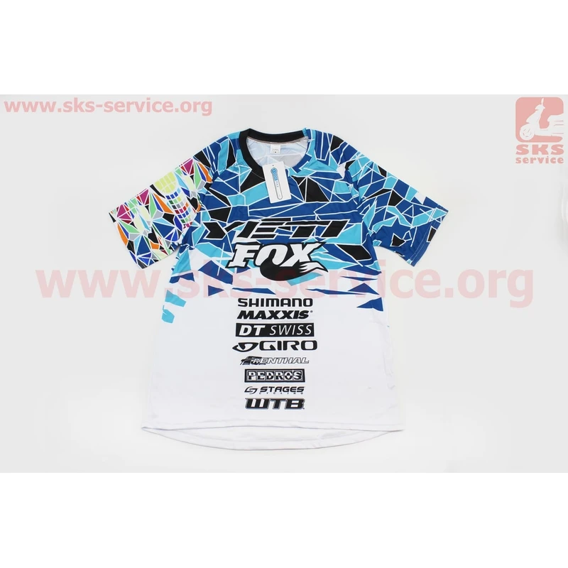 Футболка (Джерсі) чоловіча L-(Polyester 80% / Spandex 20%), короткі рукави, вільний крій, біло-синьо-чорна, НЕ оригінал