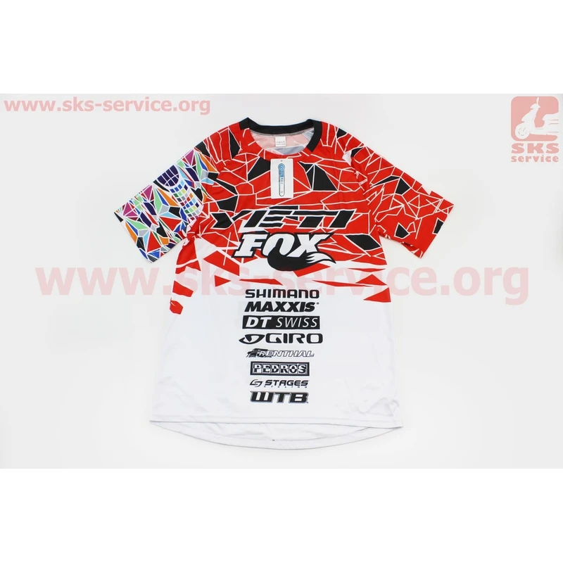 Футболка (Джерсі) чоловіча L-(Polyester 80% / Spandex 20%), короткі рукави, вільний крій, біло-червоно-чорна, НЕ оригінал