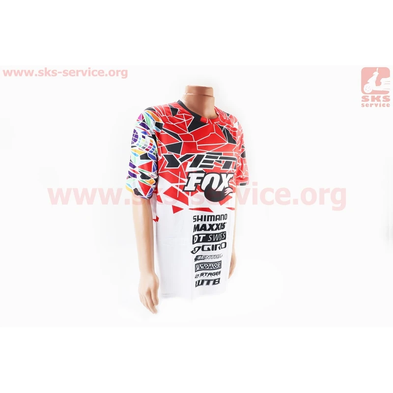 Фото 1 - Футболка (Джерсі) чоловіча L-(Polyester 100%), короткі рукави, вільний крій, біло-червоно-чорна, НЕ оригінал, тип 2