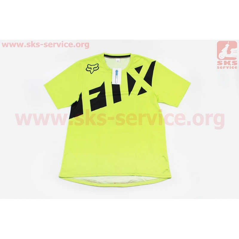 Футболка (Джерсі) чоловіча L-(Polyester 80% / Spandex 20%), короткі рукави, вільний крій, салатово-чорна, НЕ оригінал