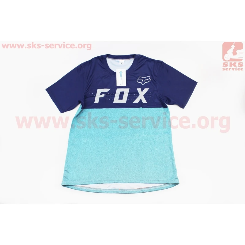 Футболка (Джерсі) чоловіча L-(Polyester 80% / Spandex 20%), короткі рукави, вільний крій, синьо-бірюзова, НЕ оригінал
