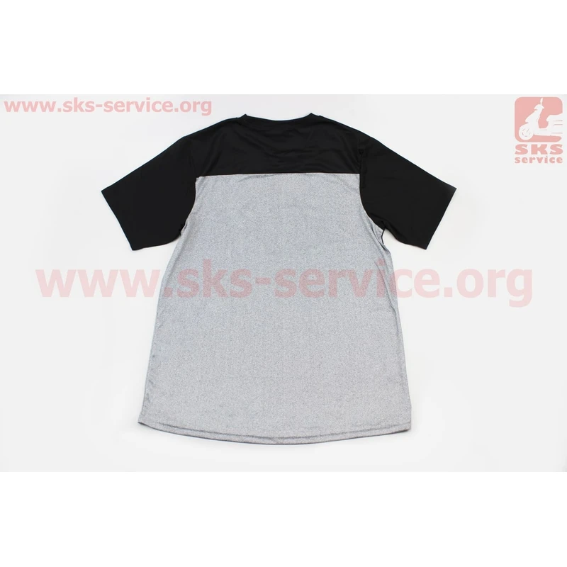 Фото 2 - Футболка (Джерсі) чоловіча L-(Polyester 80% / Spandex 20%), короткі рукави, вільний крій, чорно-сіра, НЕ оригінал