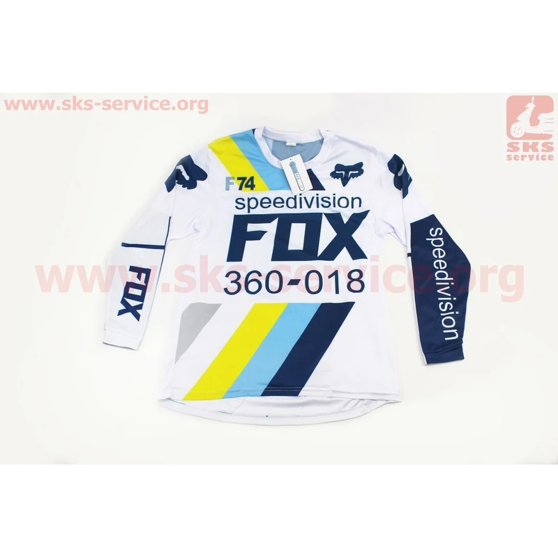 Футболка (Джерсі) чоловіча M-(Polyester 80% / Spandex 20%), довгі рукави, вільний крій, біло-синя, НЕ оригінал