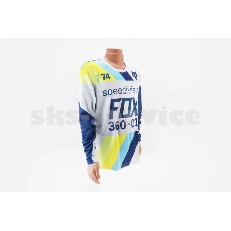 Футболка (Джерсі) чоловіча M-(Polyester 100%), довгі рукави, вільний крій, біло-синя, НЕ оригінал, тип 2