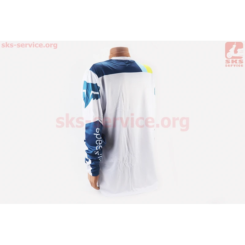 Фото 2 - Футболка (Джерсі) чоловіча L-(Polyester 100%), довгі рукави, вільний крій, біло-синя, НЕ оригінал