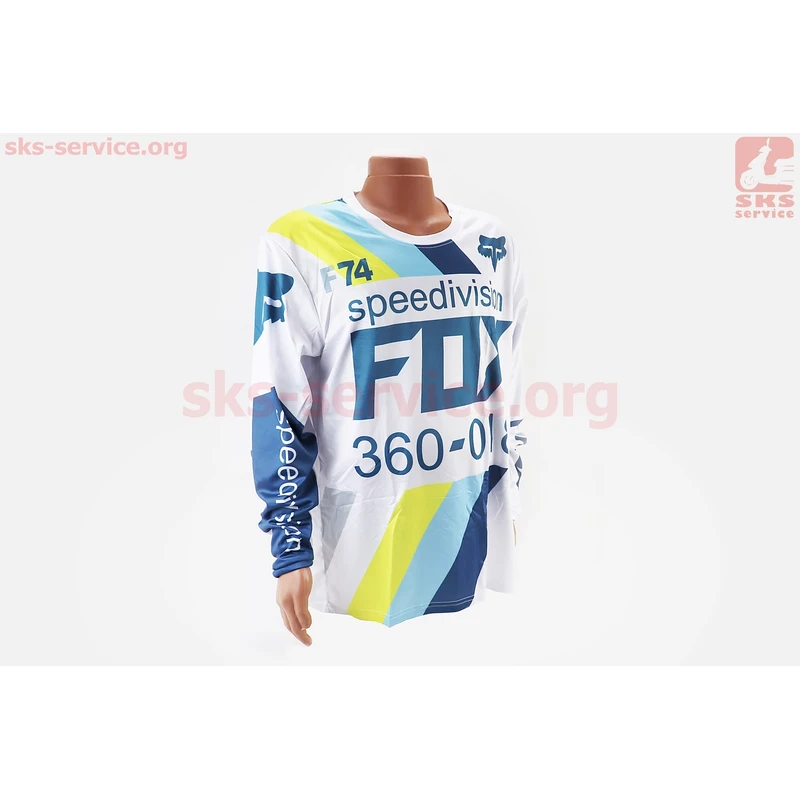 Футболка (Джерсі) чоловіча L-(Polyester 100%), довгі рукави, вільний крій, біло-синя, НЕ оригінал