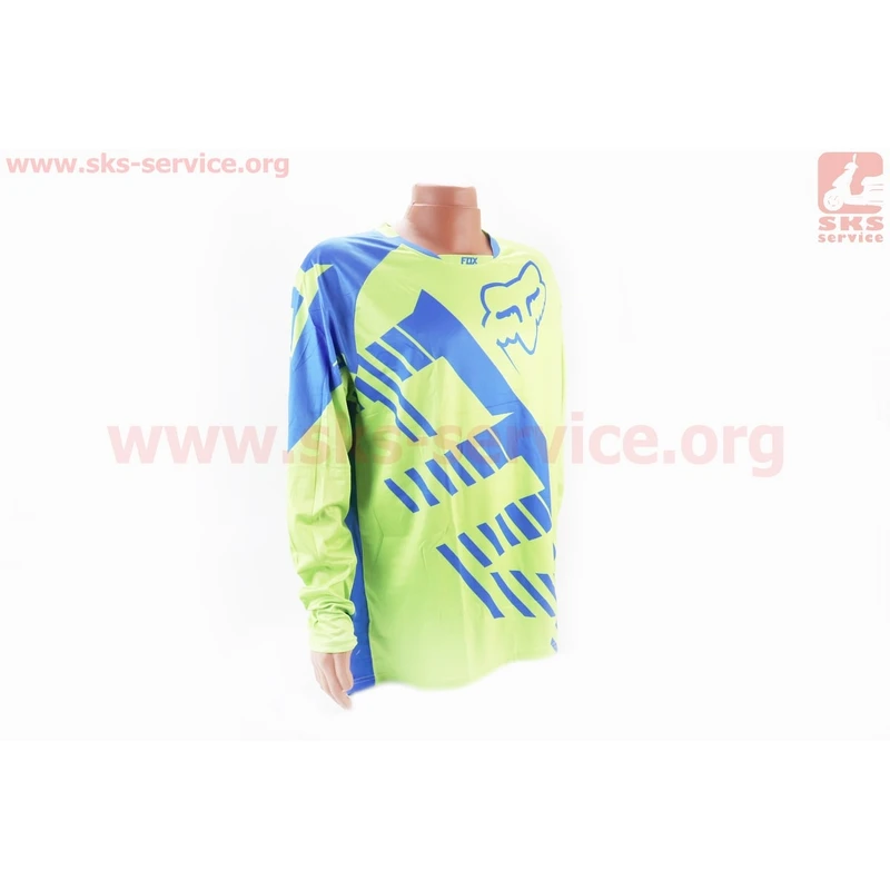Футболка (Джерсі) чоловіча L-(Polyester 100%), довгі рукави, вільний крій, салатово-синя, НЕ оригінал