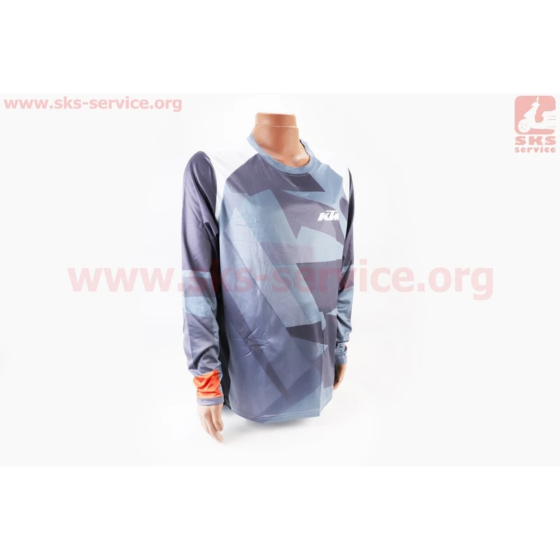 Футболка (Джерсі) чоловіча L-(Polyester 100%), довгі рукави, вільний крій, сіро-оранжево-біла, НЕ оригінал