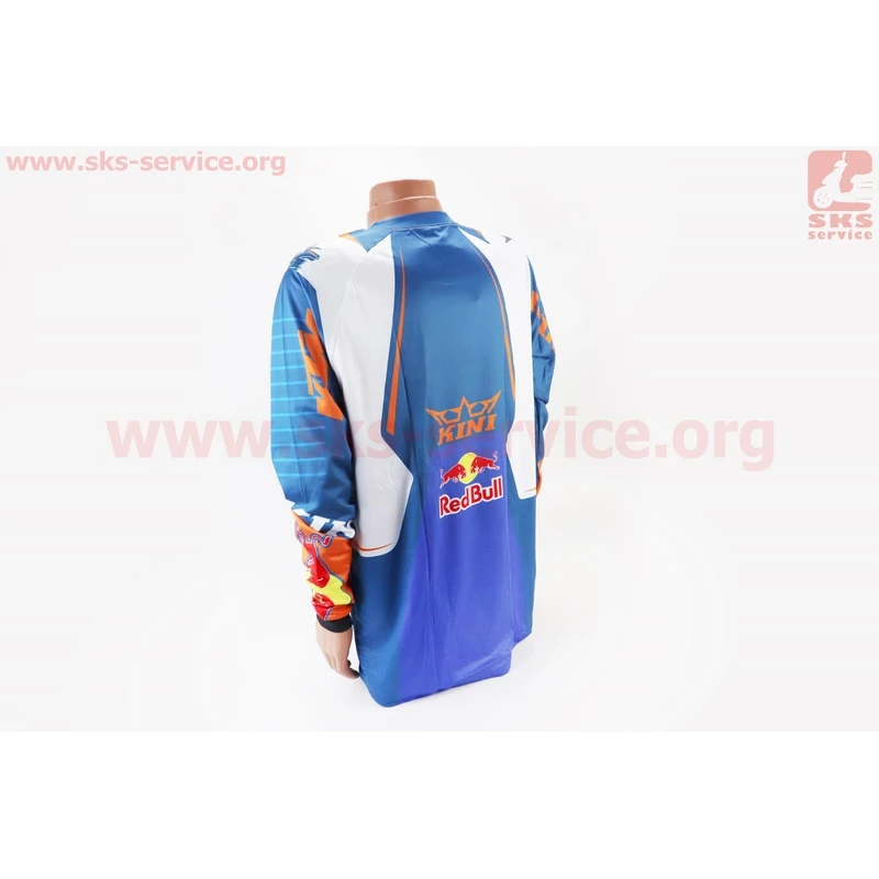 Фото 2 - Футболка (Джерси) мужская L-(Polyester 100%), длинные рукава, свободный крой, сине-оранжево-белая, НЕ оригинал