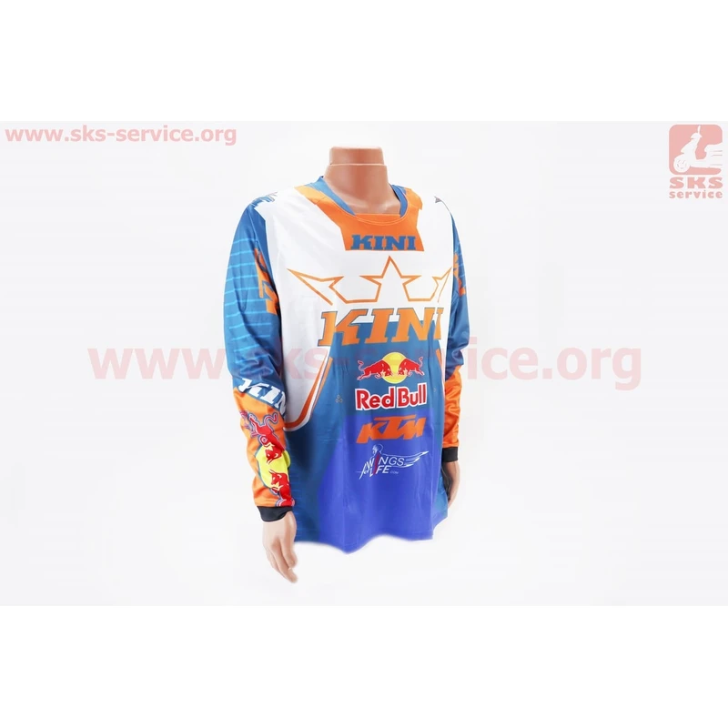 Футболка (Джерси) мужская L-(Polyester 100%), длинные рукава, свободный крой, сине-оранжево-белая, НЕ оригинал