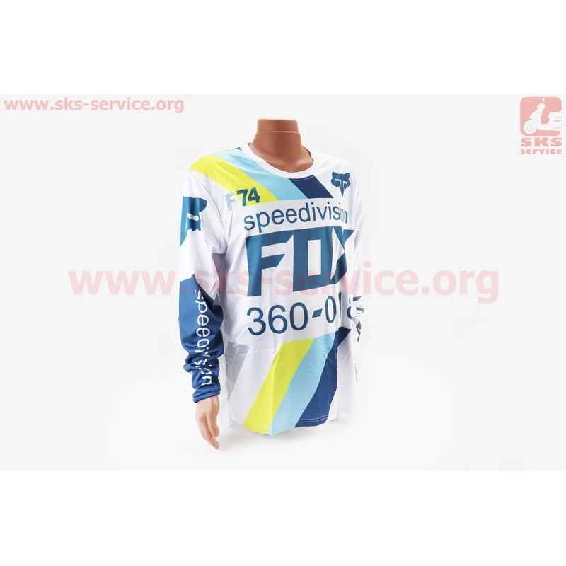 Футболка (Джерсі) чоловіча XL-(Polyester 100%), довгі рукави, вільний крій, біло-синя, НЕ оригінал