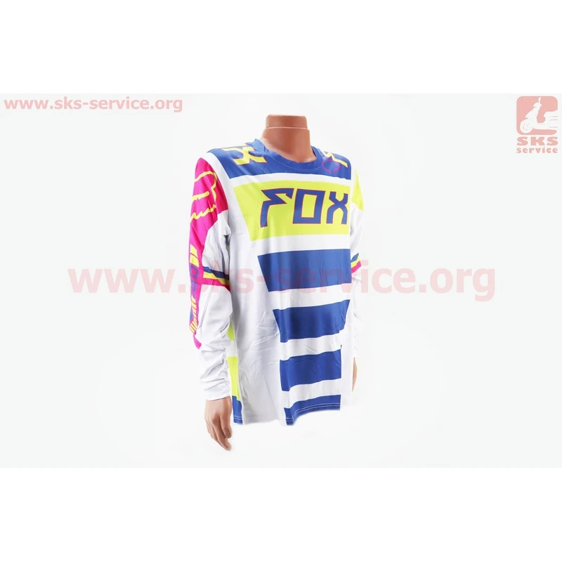 Футболка (Джерсі) чоловіча XL-(Polyester 100%), довгі рукави, вільний крій, біло-синьо-салатова, НЕ оригінал