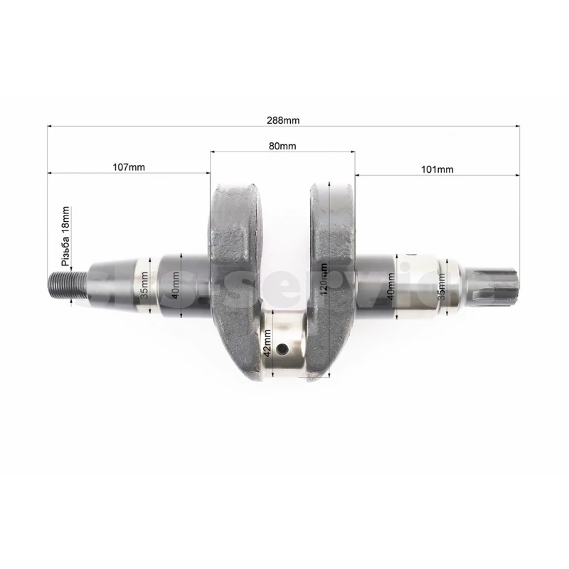 Фото 2 - Колінвал 186FA ZUBR-WT (Dшийки-42mm, H-120mm) під шліць